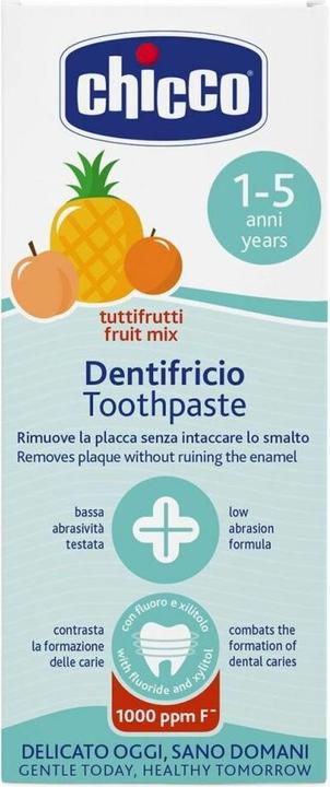 Actual product image Chicco Toothpaste Tuttifrutti with fluoride 1000ppm 1-5y Italian paste (50 ml)