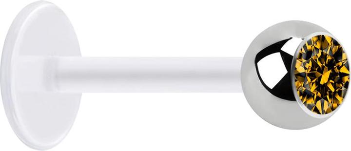 Star Piercing Micro Labret transparent mit Kugel silber und Kristall topaz (ohne Messing, Chirurgenstahl 316L, Bioflex)