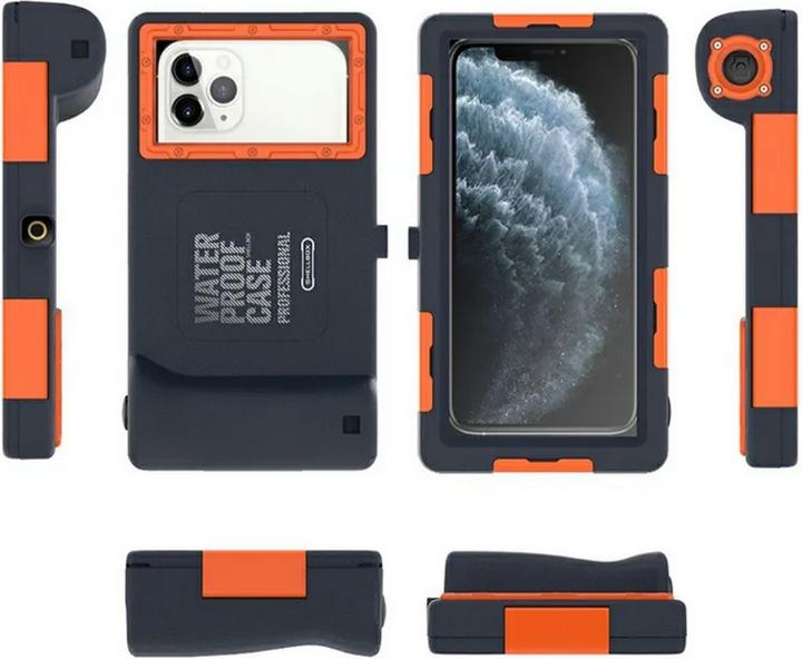 Produktbild PhoneLook SHELLBOX Universelle Smartphone Hülle Professional Waterproof Case 2nd Generation (15 Meter) Orange (Apple iPhone 13 Pro Max, Apple iPhone 11 Pro Max, Apple iPhone 14, Apple iPhone XS, Apple iPhone 6 Plus, Apple iPhone XS Max, Apple iPhone XR, Apple iPhone 12, Apple iPhone 11 Pro, Apple iPhone 13, Apple iPhone X, Apple iPhone 6, Apple iPhone 8, Apple iPhone 14 Pro Max, Apple iPhone 7)