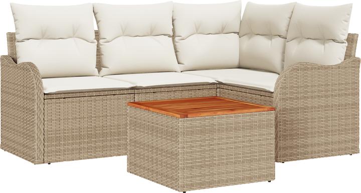 Produktbild VidaXL 5-teiliges Garten-Sofa-Set mit Kissen Beige Poly Rattan Akazie