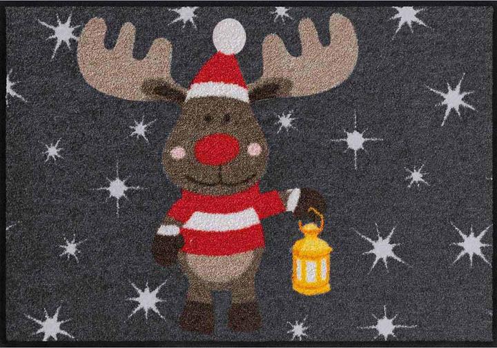 Produktbild Salonloewe Elch Rudi grau 50x75 cm Weihnachtsmotiv (50 x 75 cm)