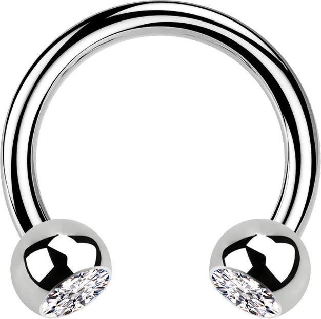 Star Piercing Circular Barbell silber mit zwei Kugeln Kristall silber (ohne Messing, Chirurgenstahl 316L)