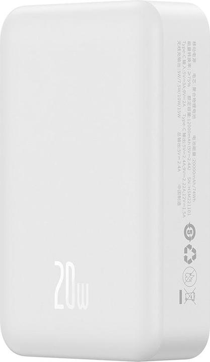 Productafbeelding Baseus Powerbank Magnetic Mini 20000mAh 20W (wit) (20000 mAh, 20 W, 74 Wh)