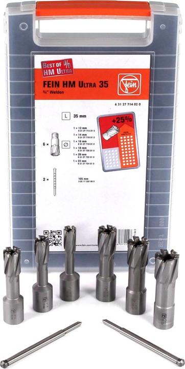 Actual product image Fein Core drill set 63127714020 1 S (18 mm, 14 mm, 12 mm, 20 mm, 22 mm, 16 mm)