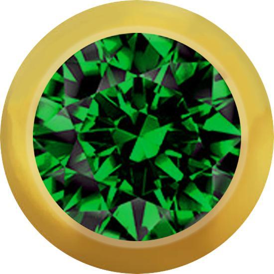Star Piercing Micro Kugel vergoldet mit Kristall grün (ohne Messing, Chirurgenstahl 316L)