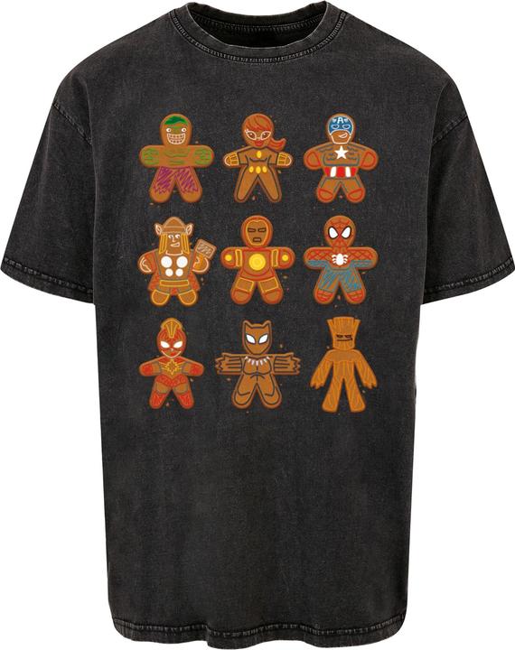 Immagine prodotto Absolute Cult Universo Marvel - Maglietta oversize lavata con acido dei Vendicatori del Pan di Zenzero di Natale (L)