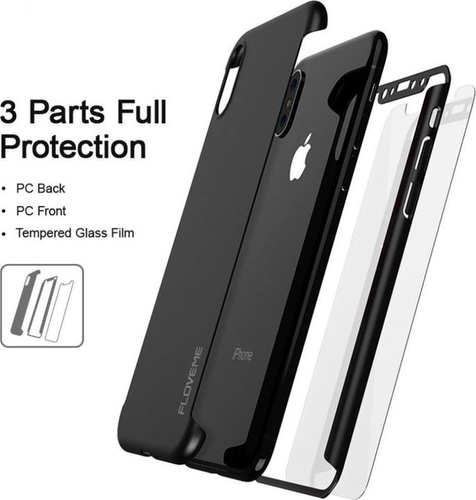 Actual product image Floveme 360 degree bulletproof glass case iPhone XS all-round protection (1 Piece, Apple iPhone XS)