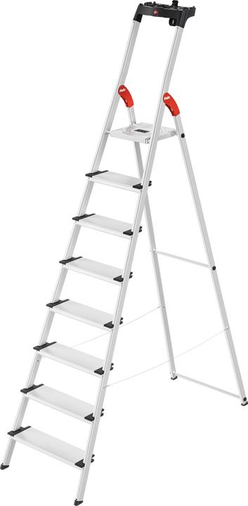 Hailo L80 ComfortLine, Alu-Sicherheits-Stehleiter, 8 Stufen (Stehleiter, 233 cm)