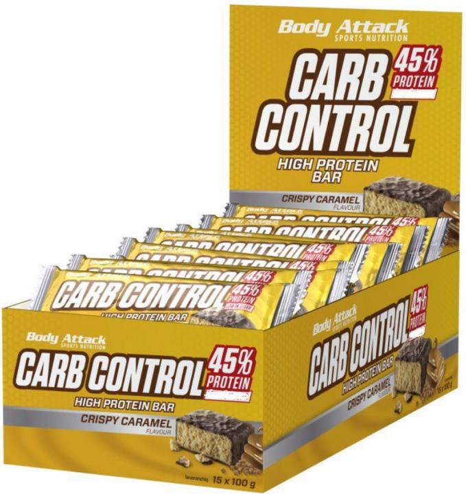 Produktbild Body Attack Carb Control (15x100g Riegel) (Caramel, Crispy, 15 Stk., 1500 g)