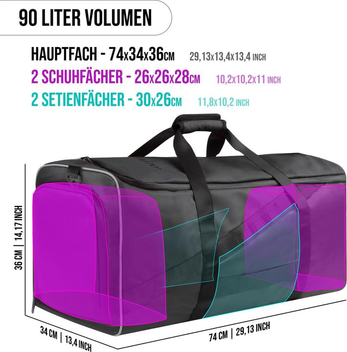 Immagine prodotto Normani Borsa sportiva con funzione di zaino da 90 l con cintura per i fianchi - 9279 (90 l)