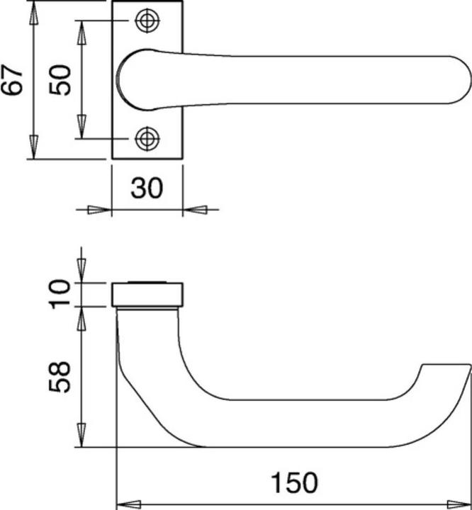Produktbild EDI Profiltürdrückerlochteil 2308/0800 Aluminium F1 käntig 8 mm gekröpft (Türgriff)