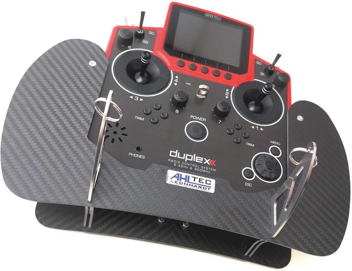 Image du produit AHLtec Pupitre émetteur Jeti DS-12 Carbon avec étrier de pupitre émetteur standard, sans repose-mains