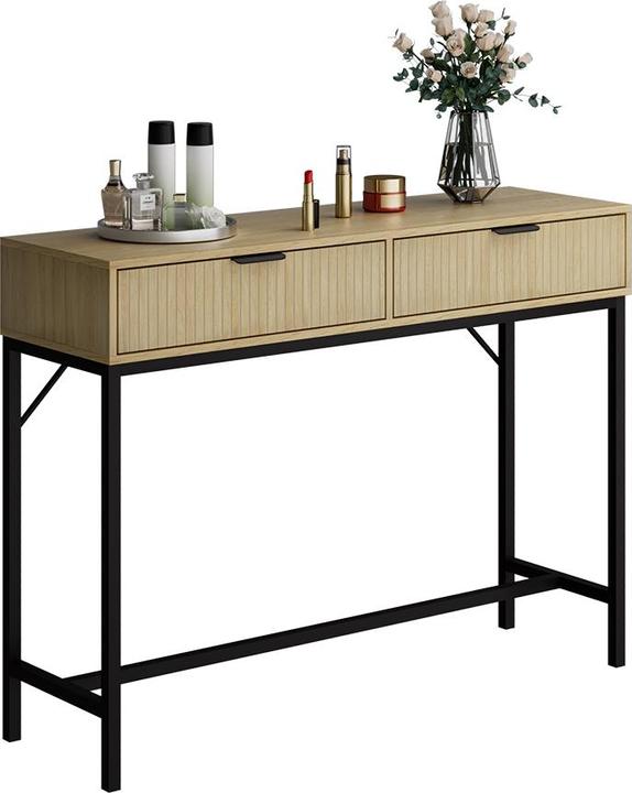 Actual product image Vicco Lennox dressing table, oak/black, 100 x 75 cm with 2 drawers (100 x 75 x 30 cm)