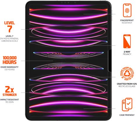 Image du produit Eiger Mountain Glass Black Tablet (1 pièce(s), iPad Pro 11 2024 (5e génération))