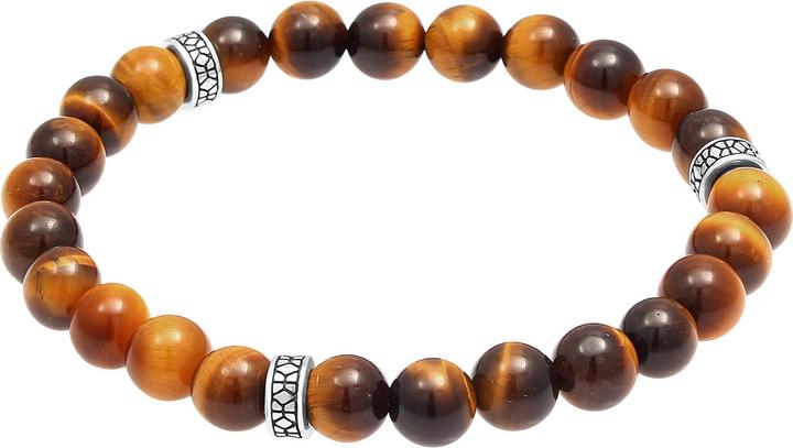 Kuzzoi Edelsteinarmband, Perle (23 cm, Plastik, Tigerauge, 925 Sterling Silber)
