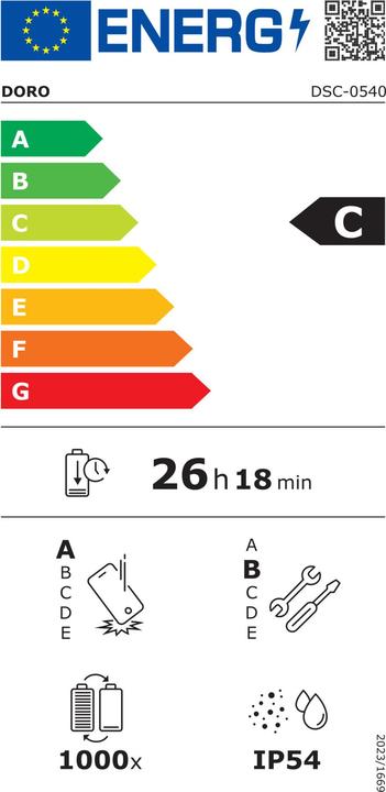 Energy Label Doro Aurora A20 (4.50", 13 Mpx, 4G)