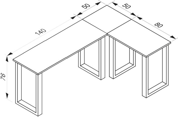 Produktbild VCM Büromöbel Eckschreibtisch Lona Tiefe 50 cm X Weiss (76 x 190 x 130 x 50 cm)