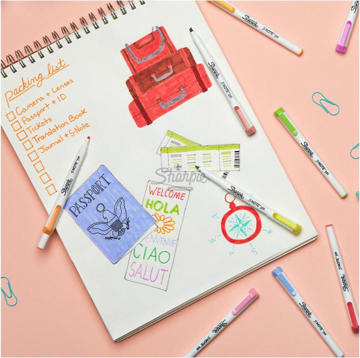 Image du produit Sharpie Surligneur S-Note DUO pointe biseautée et ogive 16 pcs. blister (Multicolore, 3.50 mm, 16 x)