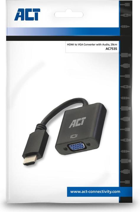Image du produit 0.15 mètres, adaptateur HDMI-A mâle vers VGA femelle, avec audio (VGA, HDMI, 1.50 cm)