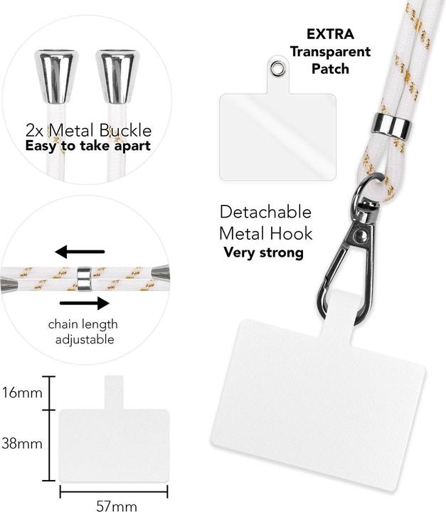 Image du produit Nalia Chaîne universelle pour téléphone portable à porter autour du cou avec pad