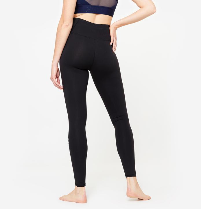 Domyos Tanz-Leggings Damen flacher hoher Taillenbund Modern Dance - schwarz (W28/L31)