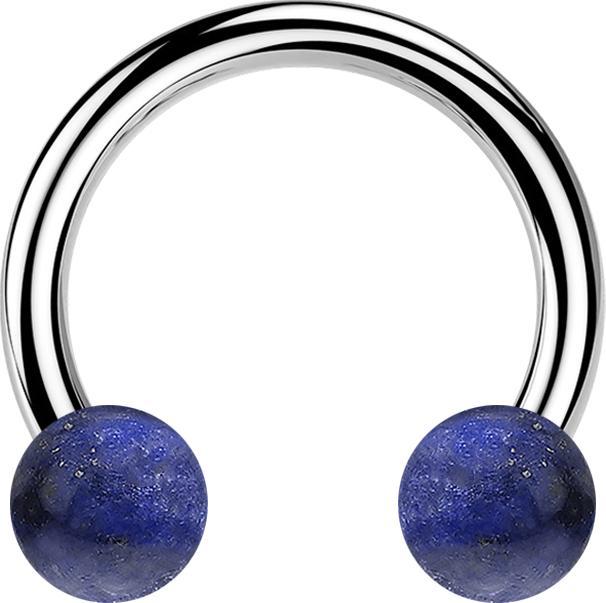 Image du produit Star Piercing Micro Circular Barbell Innengewinde silber mit zwei Kugeln Sodalith Stein (Minéral, sans laiton, Acier chirurgical 316L)