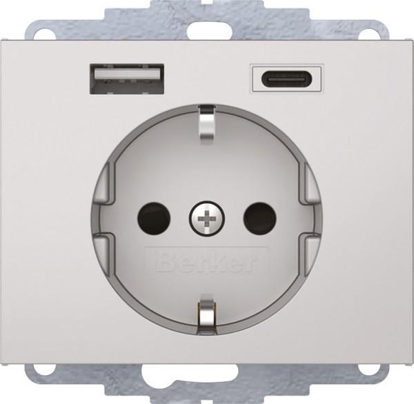 Produktbild Berker Steckdose SCHUKO/USB A-C K.x alu matt
