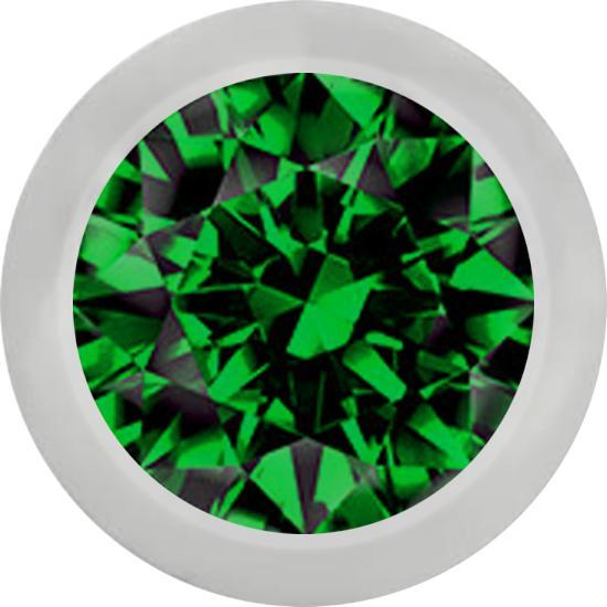 Star Piercing Kugel silber mit Kristall grün (ohne Messing, Chirurgenstahl 316L)