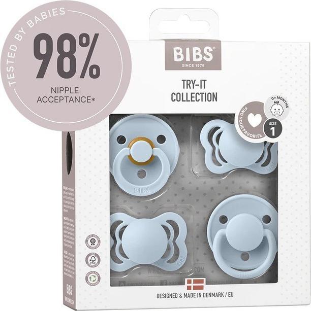 Produktbild Bibs Schnuller Try-It Collection, Baby Blue (4 x, bis 6 Monate)