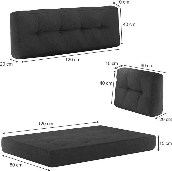 Produktbild Vicco Palettenkissen Set (120 x 80 x 15 cm, 120 x 40 x 20 cm, 60 x 40 x 20 cm)