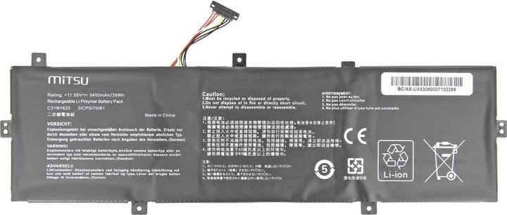 Actual product image Mitsu BATTERY BC/AS-UX430 (ASUS 3400 MAH 11.55 WH) - Battery (3 Cells, 3400 mAh)