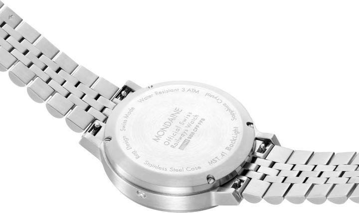 Actual product image Mondaine MST.4101B.SJ Stop2go Horloge - Station clock - Saffier glass - Staal - Zilver - 41 mm breed - (Swiss made, 41 mm)