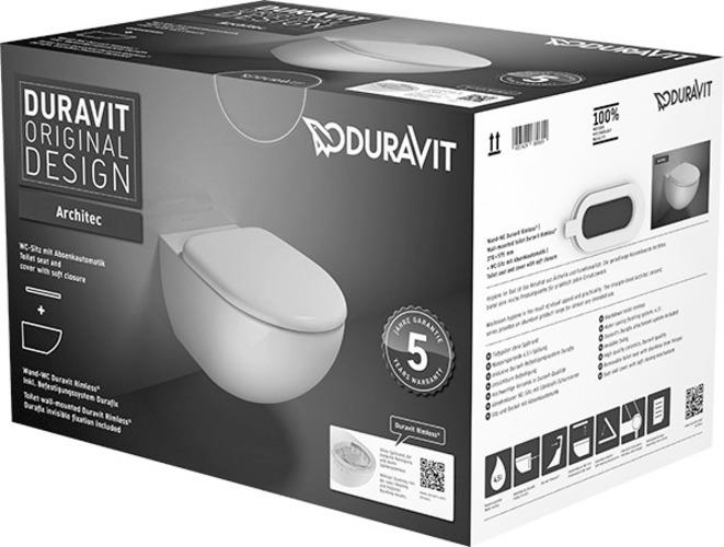Produktbild Duravit Wand-WC-Set ARCHITEC RIMLESS tief, 365x575mm weiss