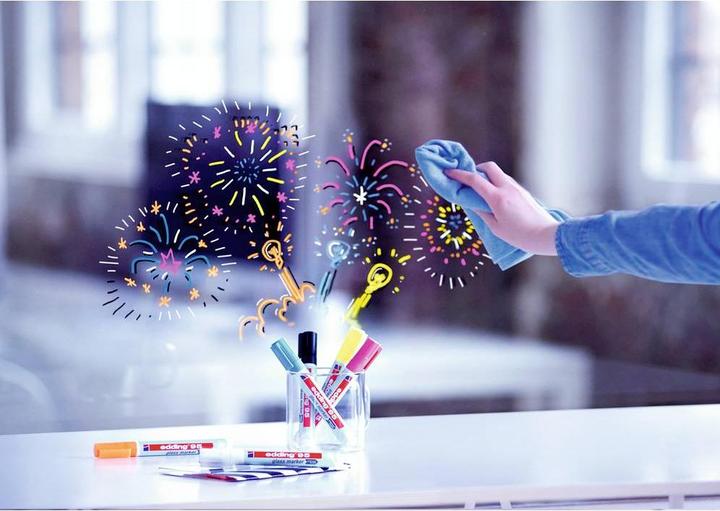 Produktbild Edding Glasboard Marker 95 (Weiss, Gelb, Rosa, Hellblau, 3 mm, 4 x)