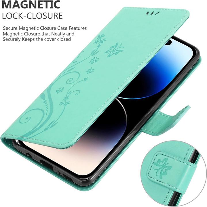 Actual product image Cadorabo Cover for Apple iPhone 14 PRO MAX in Flower Book Style (Apple iPhone 14 Pro Max)