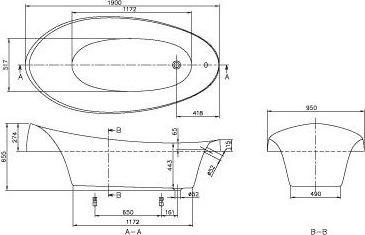 Actual product image Villeroy & Boch V&B Fitted Bath AVEO ov 1900x950mm white (245 l, 190 cm, 95 cm)
