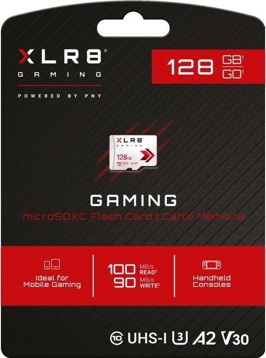 Productafbeelding PNY Kaart XLR8 Gaming Micro SDXC 128 GB Klasse 10 UHS-I / U3 A1 V30 (P-SDU128V32100XR-GE) (128 GB, microSDXC, U3, UHS-I)