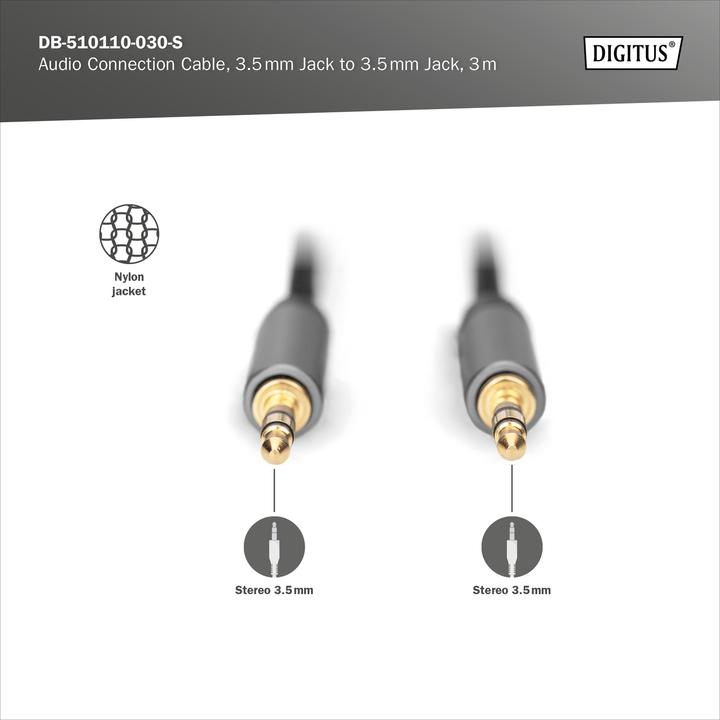 Produktbild Digitus Audio Anschlusskabel, 3,5 mm Klinke auf 3,5 mm Klinke (3 m)