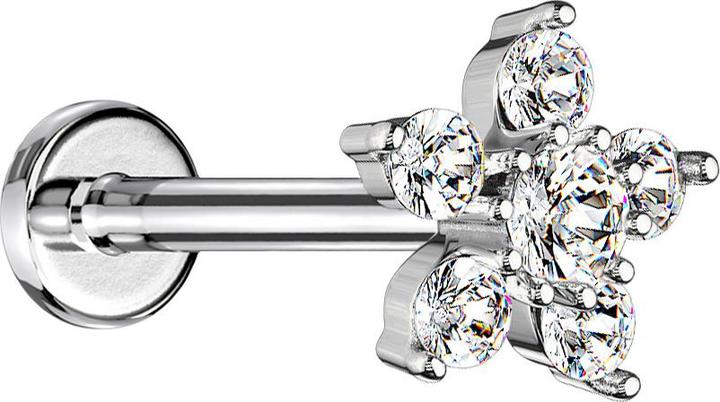 Immagine prodotto Star Piercing Micro Labret filo interno argento fiore cristallo argento (Ottone)