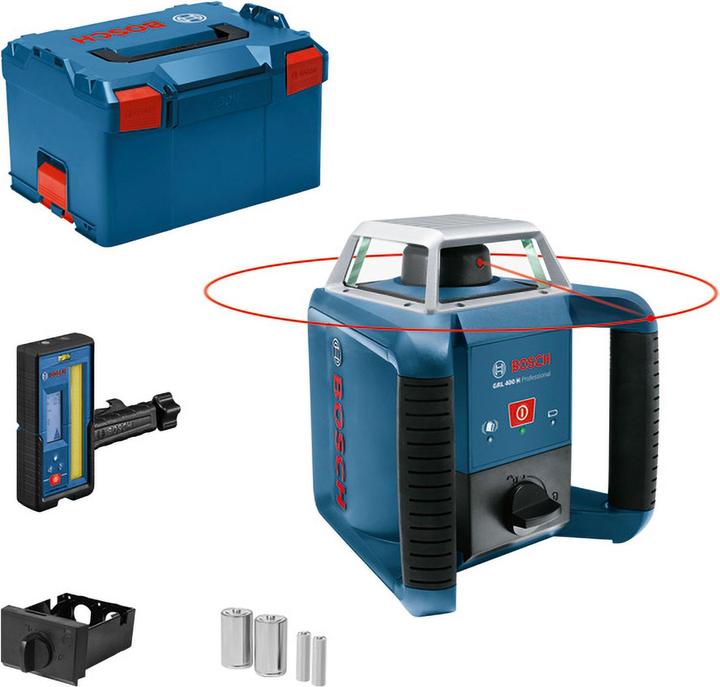Batteriefach, Laser-Empfänger LR 45 Professional, L-BOXX 238, 2 x Batterie LR20 1,5V (D), 2 x 1,5 V LR6-Batterie (AA)