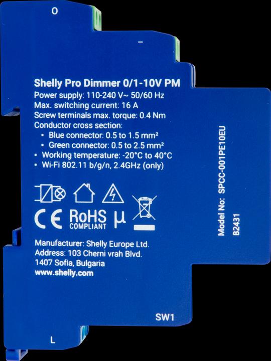 Actual product image Shelly Pro Dimmer 0/1 - 10V PM (Dimming actuator)