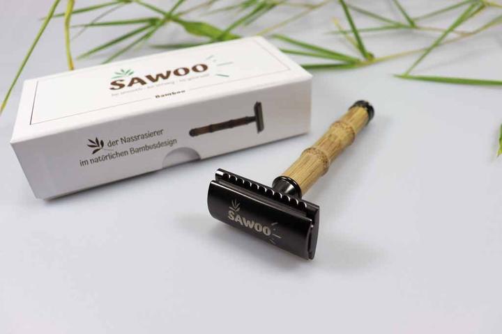 Immagine prodotto Sawoo Rasoio di bambù in ottone e legno di bambù con 10 lamette incluse