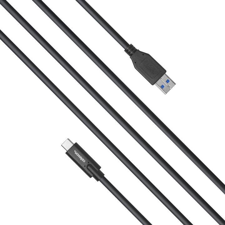 Produktbild Celexon USB-C auf USB-A Kabel - USB 3.2 Gen 2x1 1,0m, schwarz (1 m, USB 3.2 Gen 2, 15 W)