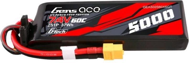 Gens Ace G-Tech 5000mAh 7.4V 60C 2S1P Lipo PC material case with XT60 Plug (7.40 V, 5000 mAh)