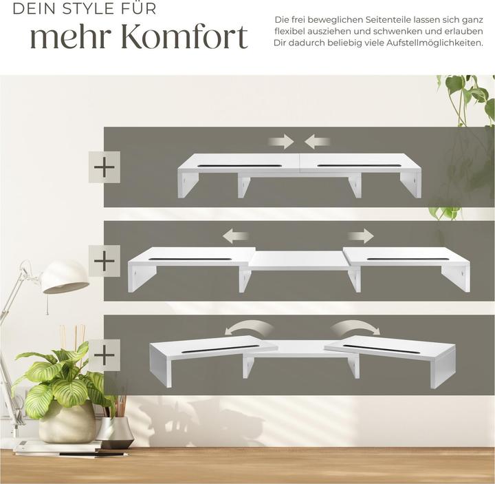 Produktbild tectake Monitorständer Bozen, 3-teilig, inkl. Smartphonehalterungen
