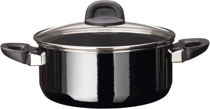 Produktbild Silit Kochtopf Bratentopf Induktion 24cm Glasdeckel 4,4l Modesto Line Silargan schwarz (24 cm, Kochtopf, Edelstahl)