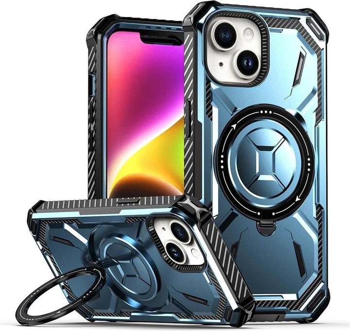 Productafbeelding Cover-Discount iPhone 15 - Pantserhoes met kickstand blauw (Apple iPhone 15)