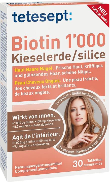 Produktbild Tetesept Biotin 1000 Kieselerde (32 Stück, Tabletten, 56 g)