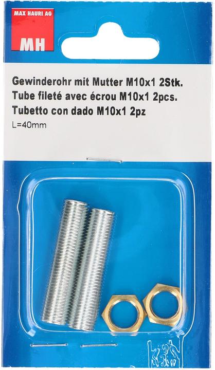 Max Hauri Gewinderohr M10 mit Mutter (4 cm)