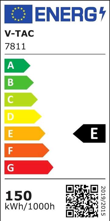 Etichetta energetica V-TAC VT-7811 - LED-HighBay 150 W 15300 lm 6500 K IP65 rotondo (15300 lm, IP65)